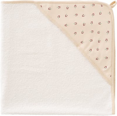 Fresk Wrapper – Baby Badcape - Omslagdoek baby - Absorberende Handdoek - Biologisch Katoen - Ecru - Berries
