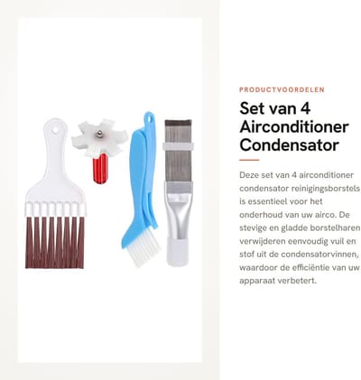 Dailygoods - Set van 4 Airconditioner Condensator Reinigingsborstels