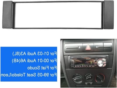 Fascia 1 DIN Frame Geschikt voor A3 8L, A6 4B, Seat Toledo, Leon, Fiat Scudo - Stereo Facia Plate en Dash CD Trim Kit voor Radio Installatie