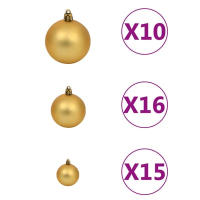 vidaXL - Kunstkerstboom - met - verlichting - en - kerstballen - 240 - cm - wit