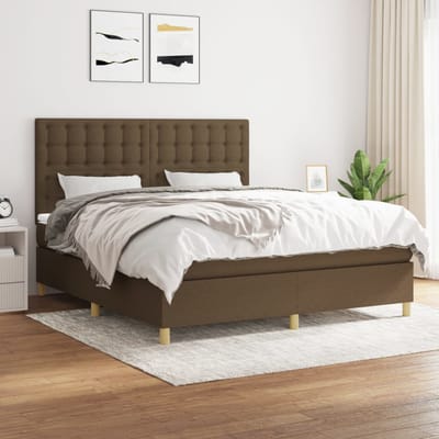 vidaXL - Boxspring - met - matras - stof - donkerbruin - 160x200 - cm