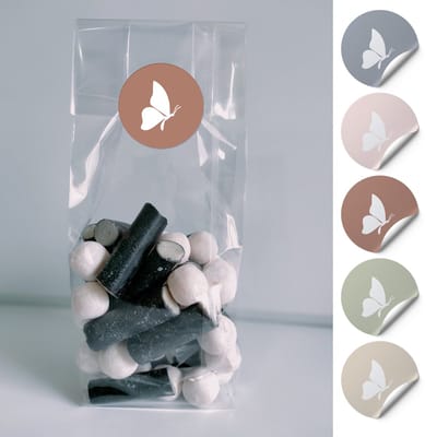 20x Uitdeelzakjes + 20 sluitstickers - Vlinder - Uitdeelzakjes Transparant - Cellofaanzakjes - blokbodemzakjes transparant - Blokbodemzak - Traktaties - Inpakzakjes - Plastic zakjes