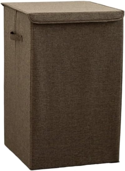Wasmand met Deksel - Opbergmand Wasverzamelaar - Kleding Sorteren - Waterdicht Katoen Linnen - 34x34x56cm - Grijs