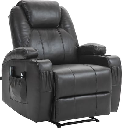 CLP Hepler Fauteuil - Met massagefunctie - Verstelbare rugleuning met voetensteun - TV-fauteuil met warmtefunctie - bruin Kunstleer