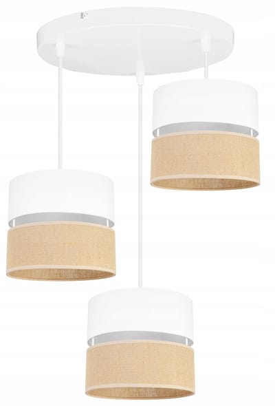Hanglamp Jute Boho 3-lichts Salon Eettafel - Wit/Beige