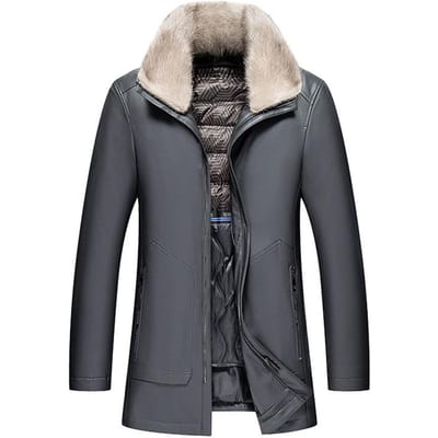 Veste d'hiver en cuir pour homme d'âge moyen, doublure en duvet de mouton de haute qualité, veste amovible dans la section longue XXXXXL
