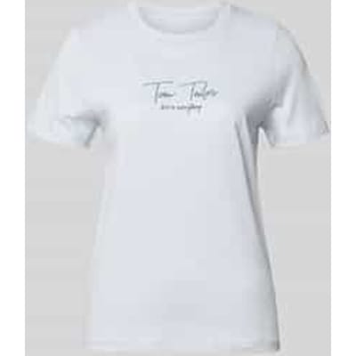 Tom Tailor - T-shirt met logo-print - Maat XXL - soft dusty blue