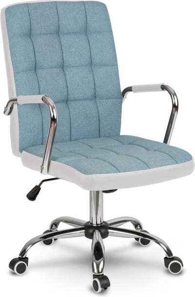Benton Bureaustoel – Modern Design – Blauw/Wit