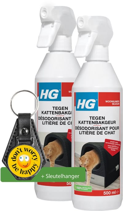 HG tegen kattenbakgeur - voorkomt een stinkende kattenbak - 2 Stuks - Inclusief sleutelhanger