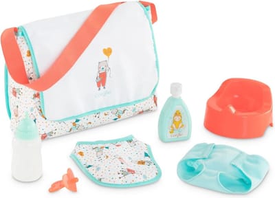 Luiertas Set met Accessoires voor Poppen 36-42 cm - 2-in-1 Luiertas en Onderlegger - Compleet met Luiers, Fles en Slabbetje