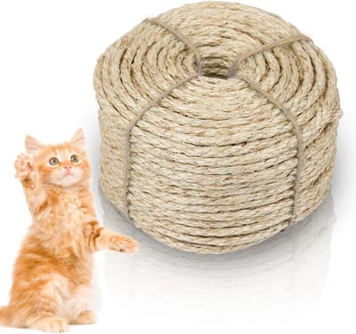 Sonnewelt Sisal Rope for Scratching Post 8 mm Cat Tree Cats Nature Sisal Rope Cats Accessories Crafts Decoration, 100 m