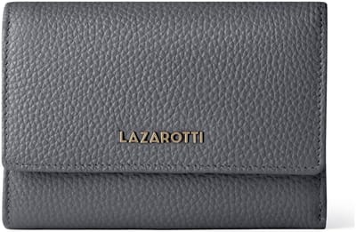Lazarotti Leren portemonnee Bologna Leather Zip Wallet With 15 Card Slots Grey grijs