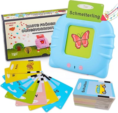 IBETTERTEC - Educatief speelgoed - Leerkaarten Duits Engels - 224 woorden - Pratende flashcards - Educatief speelgoed met geluid - Verjaardagscadeau voor kinderen - Interactief speelgoed voor jongens en meisjes - 112 kaarten