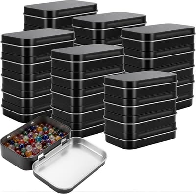 Set van 30 metalen blikken met deksel, 95 x 60 x 22 mm, zwarte tin voor koekjes, kleine onderdelen en opslagoplossingen