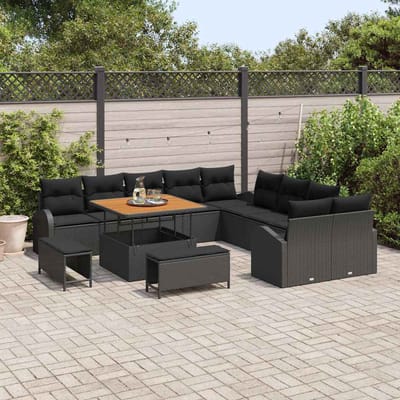 vidaXL - Tuinbank - Set - 13 - st - 12-Aantal - zitplaatsen - Zwart