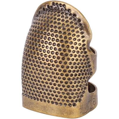 Messing Draagbare Vintage Vingerhoed Naaien Quilten DIY Knutselen Vingerbeschermer (M) M beige