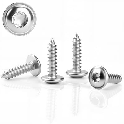 Dailygoods - 80 stuks M3 x 12 mm zelftappende schroef, Torx platte kopschroeven, roestvrij staal ronde kop, zelfborende schroeven