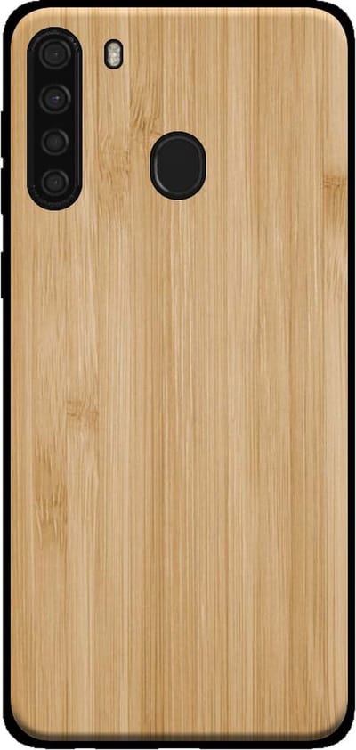 Smartphonica Telefoonhoesje voor Samsung Galaxy A21 met houten look - backcover bamboo kunsthout hoesje - Bruin geschikt voor Samsung Galaxy A21