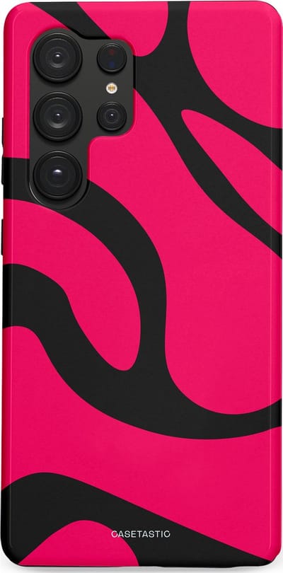 Casetastic hoesje geschikt voor Samsung Galaxy S25 Ultra - Dubbellaagse bescherming - Zwart Roze Mamba Golven - Fashion Case - Roze Zwart