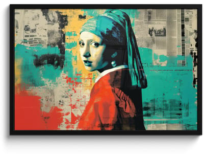 Poster in lijst - Fotolijst 90x60 cm - Posters - Klassiek - Pareloorbel - Streetartstijl - Kleurrijk - Posterlijst zwart - Decoratie - Wanddecoratie woonkamer - Muurdecoratie slaapkamer