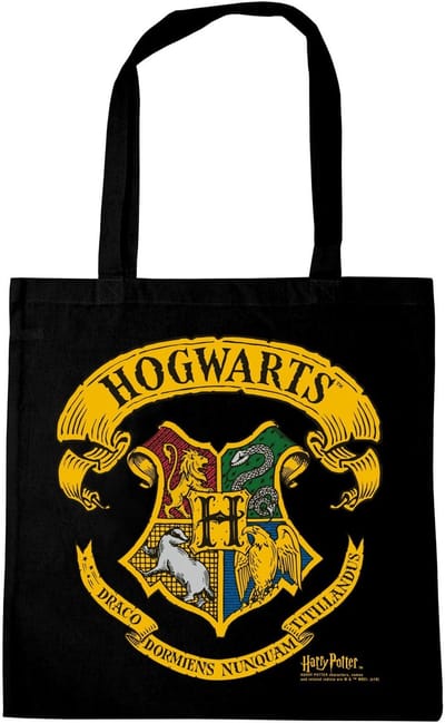Dailygoods- Katoenen Tas met Hogwarts-logo - Zwarte Shopper - Lange Handgrepen - Duurzaam Design - 100% Katoen - Hoogwaardige Kwaliteit - Draagtas