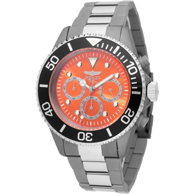 Invicta Pro Diver 50077 Heren Horloge - Quartz Uurwerk - Titanium met oranje Wijzerplaat - 45mm