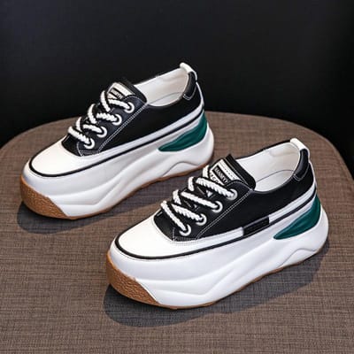 Lente Nieuwe Alles-match Dikke zool Muffin Damesschoenen met Interne Hoogteverhoging Kleine Witte Schoenen Dames Leer Casual Sport Forrest Gump Schoenen 39 gray
