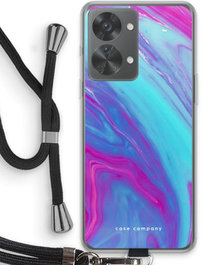 Case Company® - Hoesje met koord geschikt voor OnePlus Nord 2T hoesje met Koord - Zweverige regenboog - Telefoonhoesje met Zwart Koord - Bescherming aan alle Kanten en Over de Schermrand