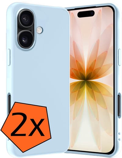 Hoes - 2 Stuks - Geschikt voor Apple iPhone 17 - Sterk & Shockproof - Case Siliconen - Back Cover - Telefoon Hoes - Lichtblauw