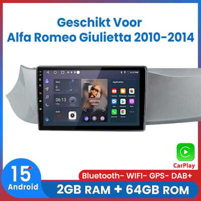 Awesafe Autoradio - Android15.0 Systeem - Geschikt Voor Alfa Romeo Giulietta 2010 t/m 2014 - Met navigatie GPS - 2GB+64GB - Bluetooth WIFI - Draadloos Apple Carplay & Android auto - Radio scherm