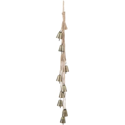 Cloche Décorative de Noël Métal Vintage Inaltérable Corde de Chanvre Cloche en Cuivre pour Pendentif Extérieur Maison