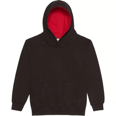 Just Hoods Kids´ Varsity Hoodie JH003K - JET BLACK/FIRE RED - 9/11 (L)
