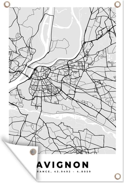 Muurdecoratie Frankrijk - Plattegrond - Kaart - Avignon - Stadskaart - 120x180 cm - Tuinposter - Tuindoek