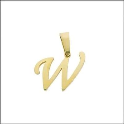 Aramat Jewels | Hangers | RVS Sierlijke Letter Hanger Initiaal Diverse Kleuren - Gepersonaliseerde Bedel | W | |14mm | Staal | Volwassenen | Verkleurd niet