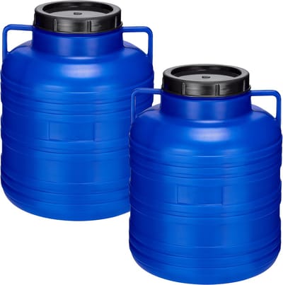 Garronda 2x20L Kunststof Trommel Met Deksel - Regenton - Vat - HDPE - Voedselvat - Tuin Hobbock – Blauw – GD-STE-Barrel-B20L-2B