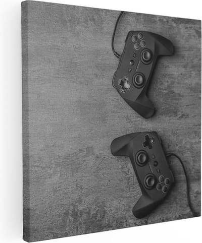 Artaza Canvas Schilderij Gaming - 30x30 cm - Klein - Wanddecoratie Mancave - Muurdecoratie Gamecontrollers - Kamer Accessoires