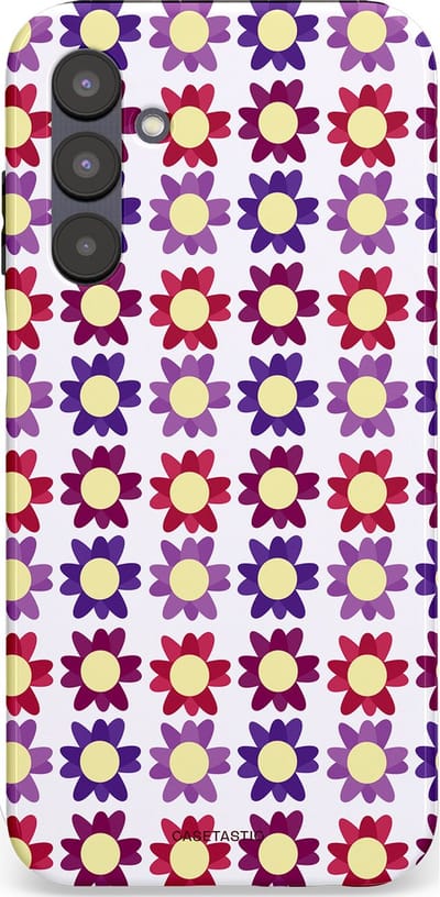 Casetastic Hoesje Geschikt voor Samsung A25 - Stijlvolle Beschermende Duo-layer Case - Rood Paarse Roze Madelief Bloementjes