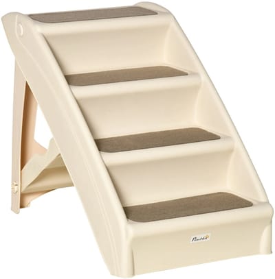 Atlasyx huisdiertrap - Hondentrapje voor honden - Honden trapje - Kattentrap - Opvouwbaar ontwerp - 67 x 38 x 49,5 cm - Beige
