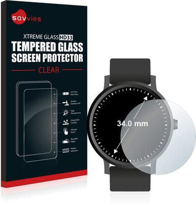 Savvies - Glas Screenprotector voor Ronde Displays (ø: 34 mm) - Gehard Beschermglas 9H