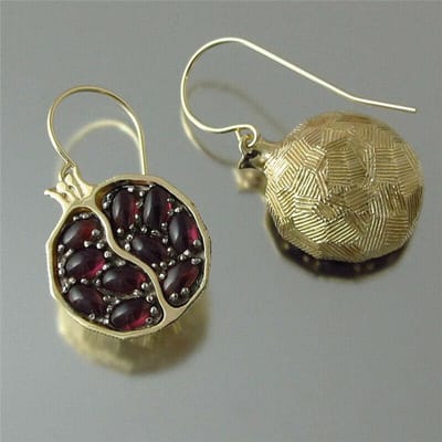 Boho Vintage Goudkleurige Granaatappel Hangende Oorbellen Voor Vrouwen Rode Kristal Zirkoon Haakoorbellen Trouwring Sieraden Cadeaus beige