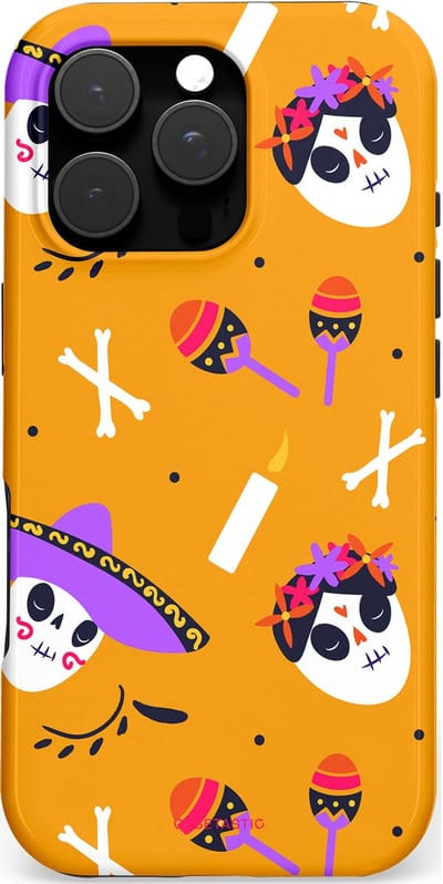 Casetastic hoesje geschikt voor Apple iPhone 16 Pro - MagSafe - Dubbellaagse bescherming - Viva Muertos - Fashion Case - Okergeel
