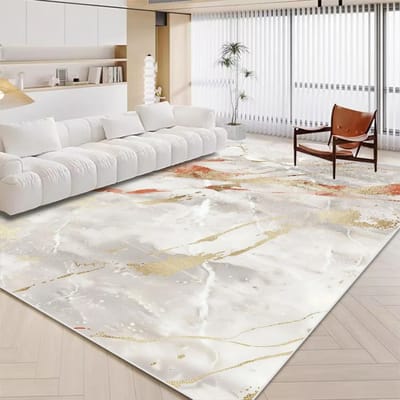 Luxe Wit Marmer Tapijt voor Woonkamer Scandinavische Gouden Decoratie Huis Tapis Antislip Wasbare Kleden voor Slaapkamer Ins Vloermat 160*230cm