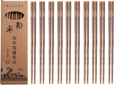 Houten Herbruikbare Chinese Eetstokjes, 10 Paar Zonder Was of Verf, Ideaal voor Sushi en Aziatische Gerechten