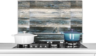 Spatscherm keuken 80x55 cm - Kookplaat achterwand Vintage - Patroon - Hout - Muurbeschermer - Spatwand fornuis - Hoogwaardig aluminium