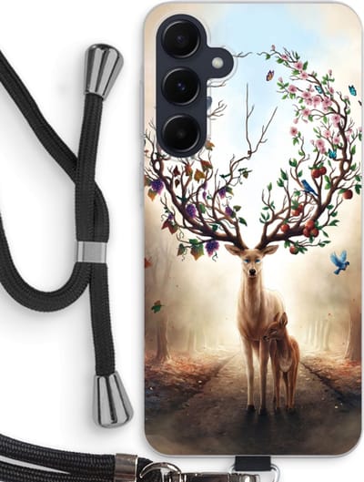 Case Company® - Hoesje met koord geschikt voor Samsung Galaxy A55 hoesje met Koord - Seasons Change - Telefoonhoesje met Zwart Koord - Bescherming aan alle Kanten en Over de Schermrand