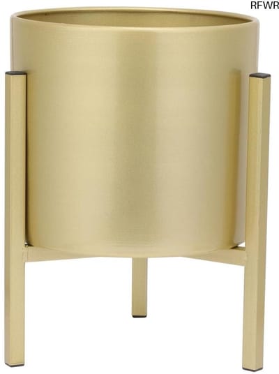 RFWR® Metalen Plantpot Goudkleur met Stand 30Cm - Decoratieve Bloempot voor Binnen en Buiten