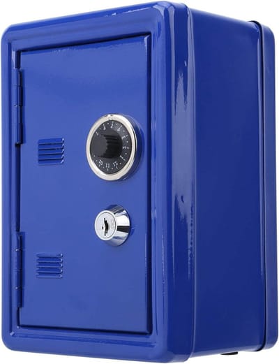Minisleutel Spaarpot - Kinder Kluisje - Geld Besparen - Met Dubbele Sleutel - 18 x 12 x 10 cm - Blauw