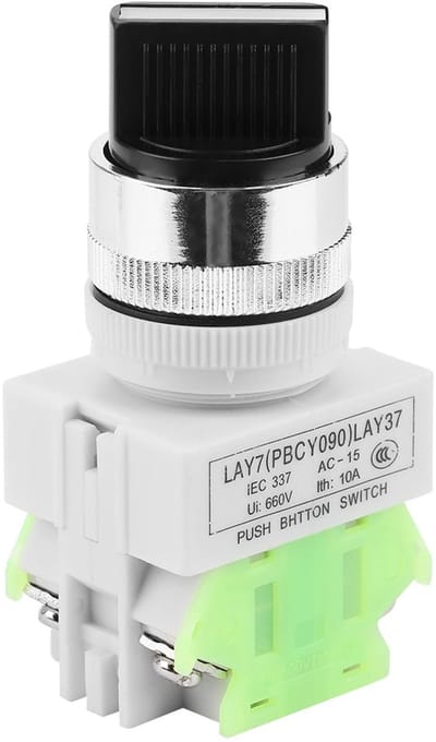 Dailygoody - Zelfremmende Elektrische Draaischakelaar - 3-positie-keuzeschakelaar - Hoogwaardige Isolatie - 22 mm Montagegat - Geschikt voor Mach