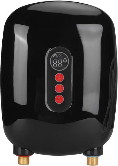 Doorstroomverwarmer - Snelle verwarming - Thuisgebruik keuken - Temperatuurdisplay energiezuinig - 9.1x4.7cm - Zwart