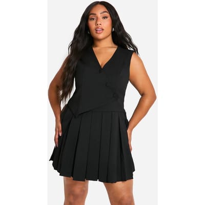 boohoo Dames Plus Op Maat Gemaakte Geplooide Skortplaysuit | Zwart | Maat: 56